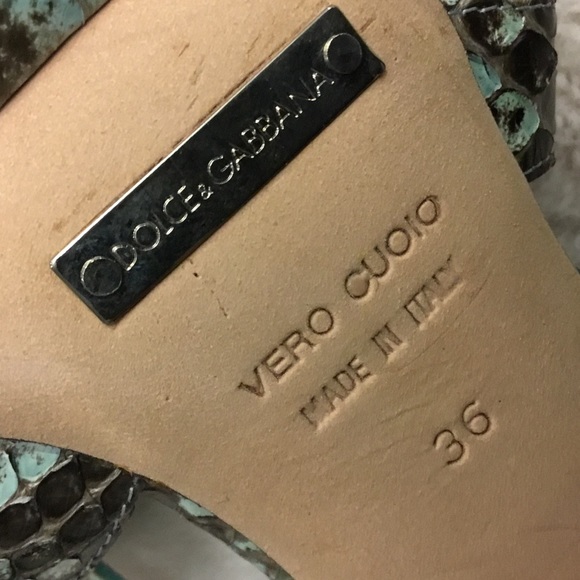 Dolce & Gabbana Blue Green Python Heels - Size 6 - Picture 7 of 7